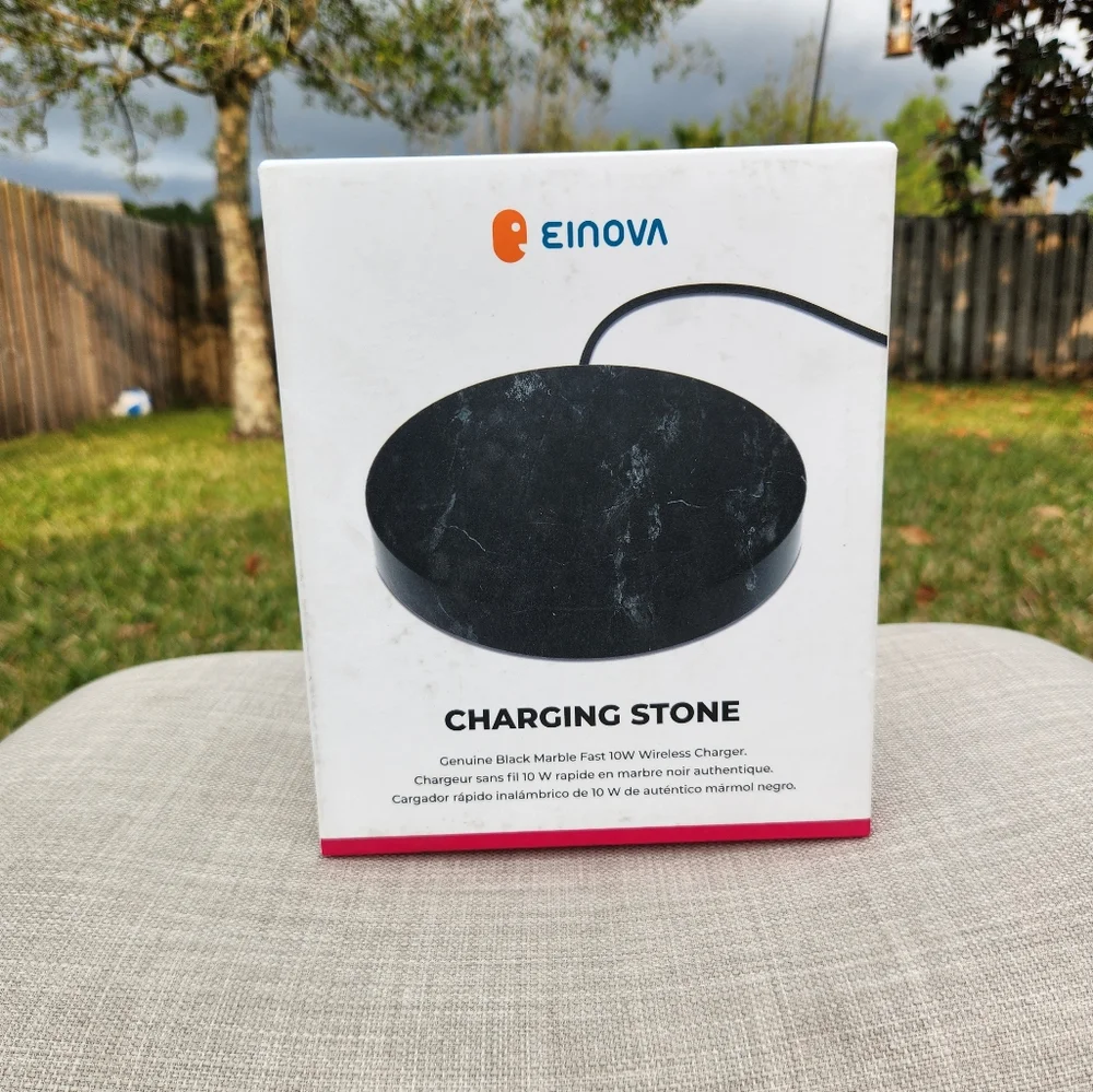 Fast Wireless Phone Charging Stone Marble 10W Charge Black EINOVA apple stone